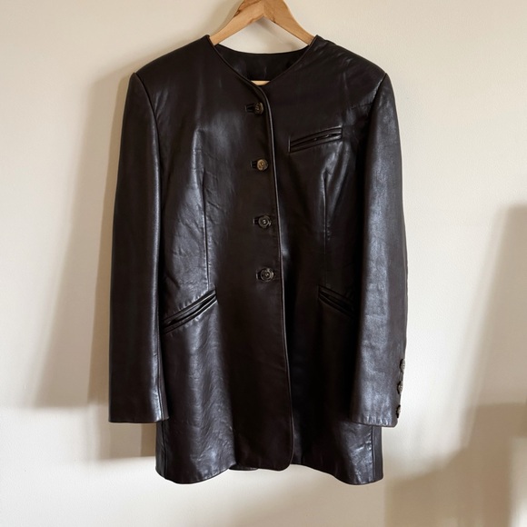 Vintage Jackets & Blazers - Vintage Chocolate Brown Leather Designer Women's Jacket